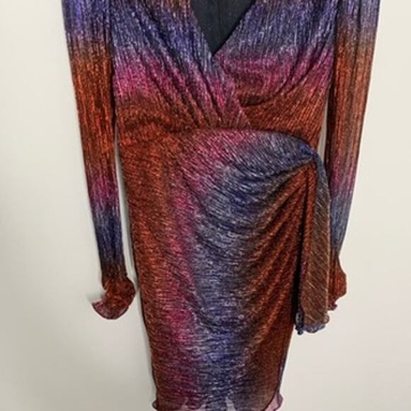 PatBo Lurex Ruched Mini Dress Longsleeve Mini Dress Womens USA 8 - Picture 7 of 14